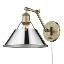  3306-A1W AB-CH - Orwell AB 1 Light Articulating Wall Sconce in Aged Brass with Chrome shade